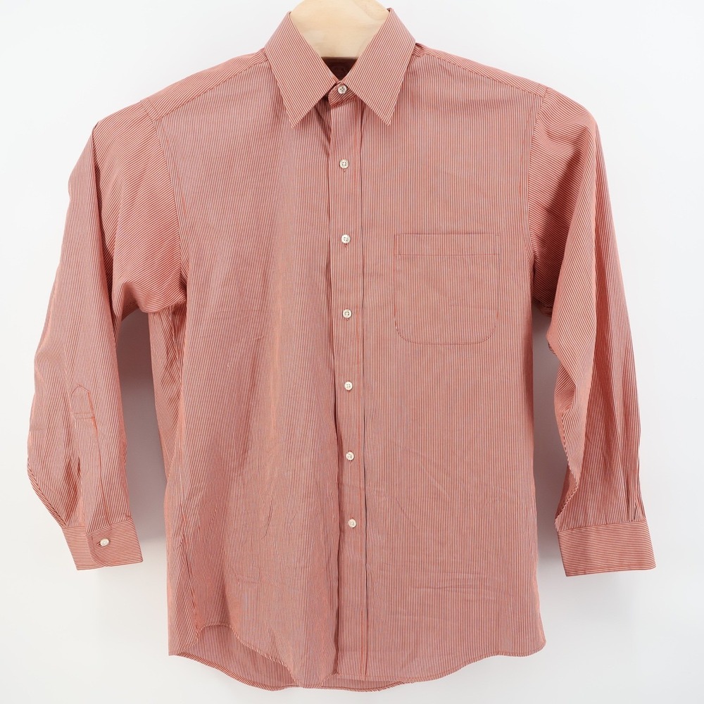 Brooks Brothers Mens Red White Stripe Button Down Dress Shirt 15 3 Medium